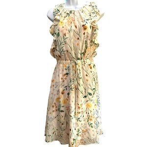 Calvin Klein Women's Garden Party Floral Ruffled Sleeveless Dress Size 2